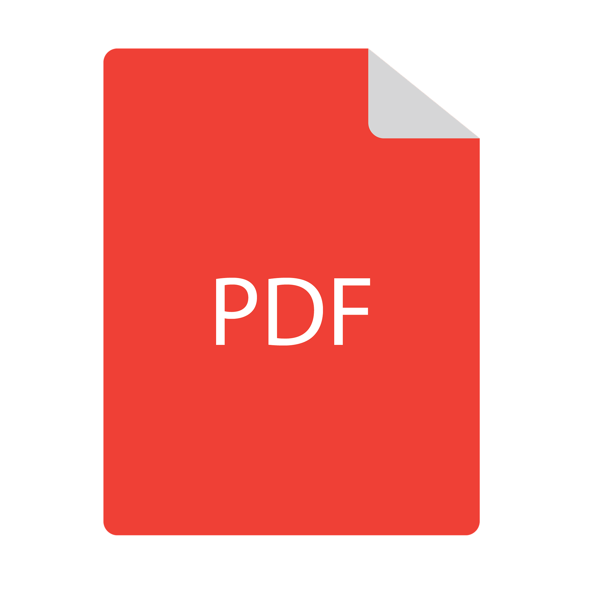 Arte com retângulo vermelho vertical com o texto PDF no centro da imagem.